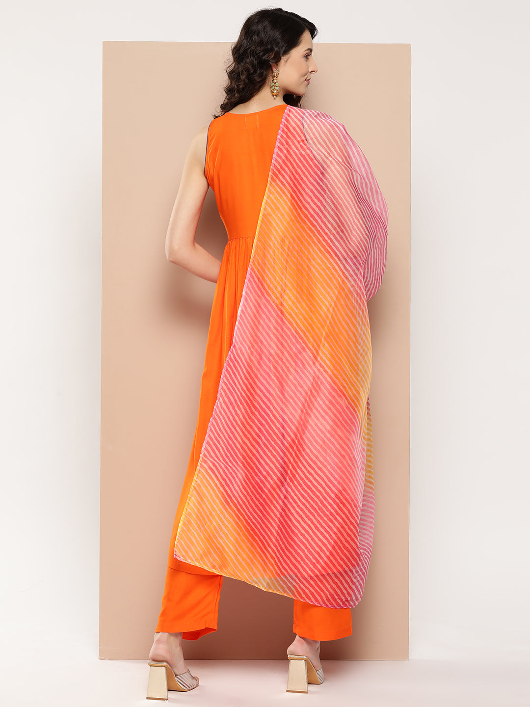 Buy Orange & Pink Kurta Suit Sets for Women by Ishin Online | Ajio.com